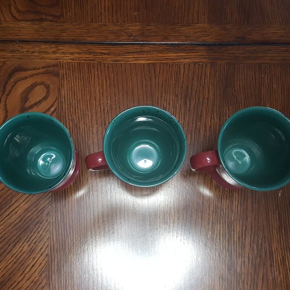 Crown Stoneware Set of 3 Red Coffee cups - Picture 2 of 3